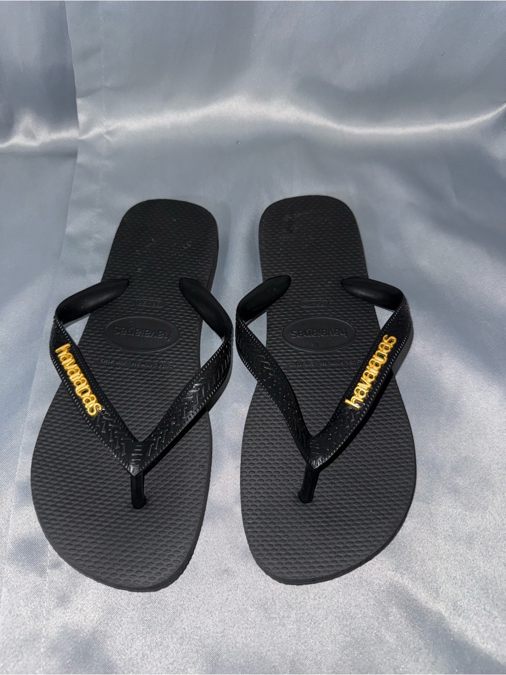 Havaianas Women's Black Flip Flops with Gold Logo